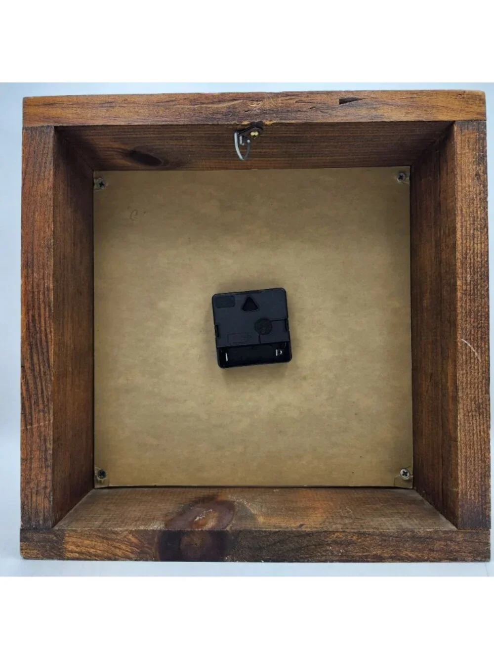 Train Illustrated Wall Clock Square Pine Wood Frame Battery Operated Quartz
